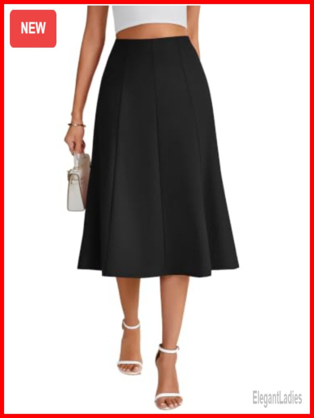 Women's High Waisted A-Line Pleated Midi Skirt